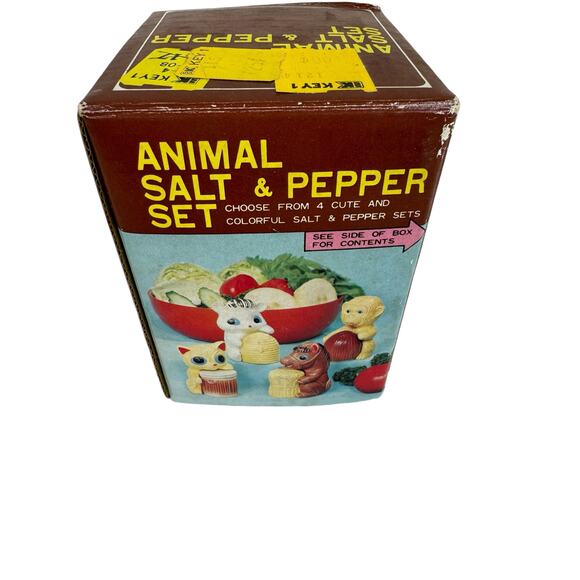 Monkey & Coconut Vintage Glazed Ceramic Salt & Pepper Shakers Original Box Japan - Picture 6 of 7